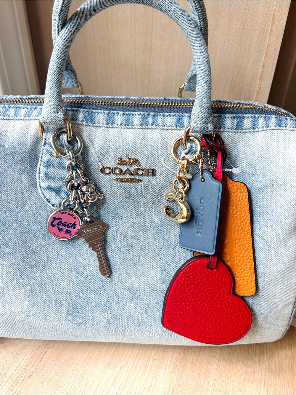 NWT🌈Coach Rowan Large Satchel Bag
In Loved Denim With Charms CDY75 Limited Rare - Picture 3 of 12